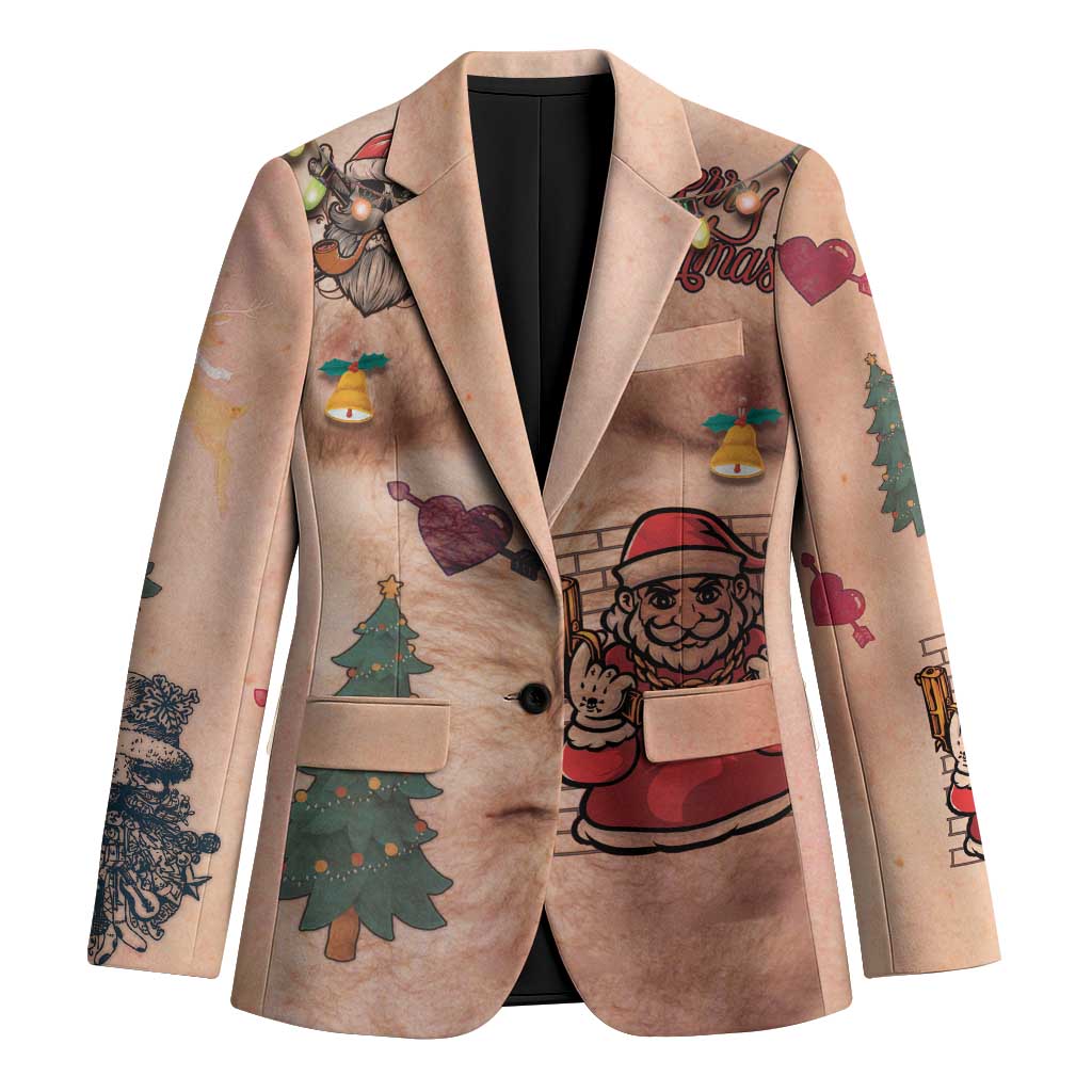 Christmas Costume Blazer Funny Hairy Body Xmas Tattoo - Wonder Print Shop