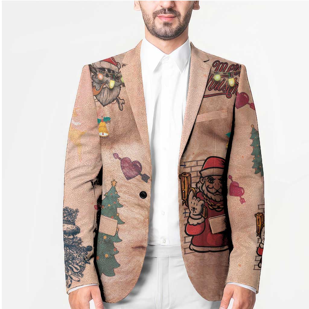 Christmas Costume Blazer Funny Hairy Body Xmas Tattoo - Wonder Print Shop