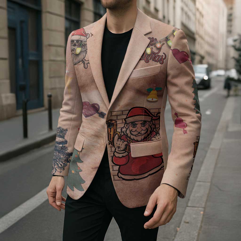 Christmas Costume Blazer Funny Hairy Body Xmas Tattoo - Wonder Print Shop