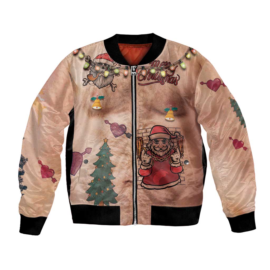Christmas Costume Bomber Jacket Funny Hairy Body Xmas Tattoo - Wonder Print Shop