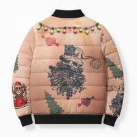 Christmas Costume Bomber Puffer Jacket Funny Hairy Body Xmas Tattoo - Wonder Print Shop