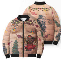 Christmas Costume Bomber Puffer Jacket Funny Hairy Body Xmas Tattoo - Wonder Print Shop