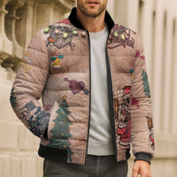 Christmas Costume Bomber Puffer Jacket Funny Hairy Body Xmas Tattoo - Wonder Print Shop