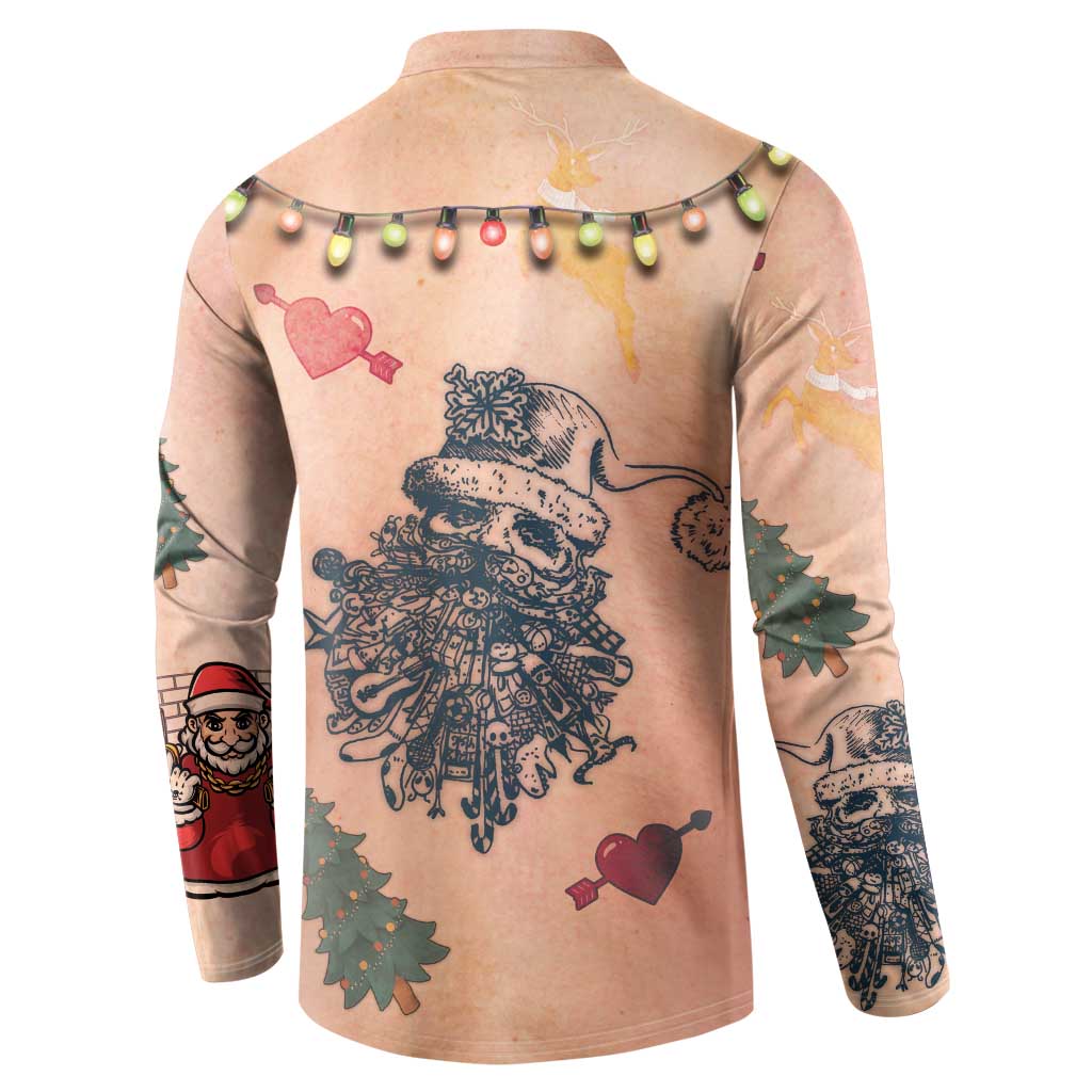 Christmas Costume Button Sweatshirt Funny Hairy Body Xmas Tattoo - Wonder Print Shop