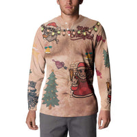 Christmas Costume Button Sweatshirt Funny Hairy Body Xmas Tattoo - Wonder Print Shop