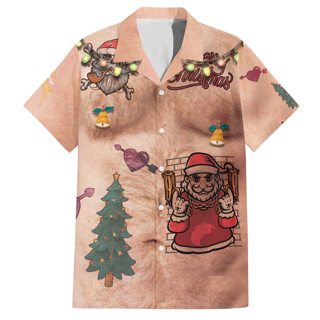 Christmas Costume Hawaiian Shirt Funny Hairy Body Xmas Tattoo - Wonder Print Shop