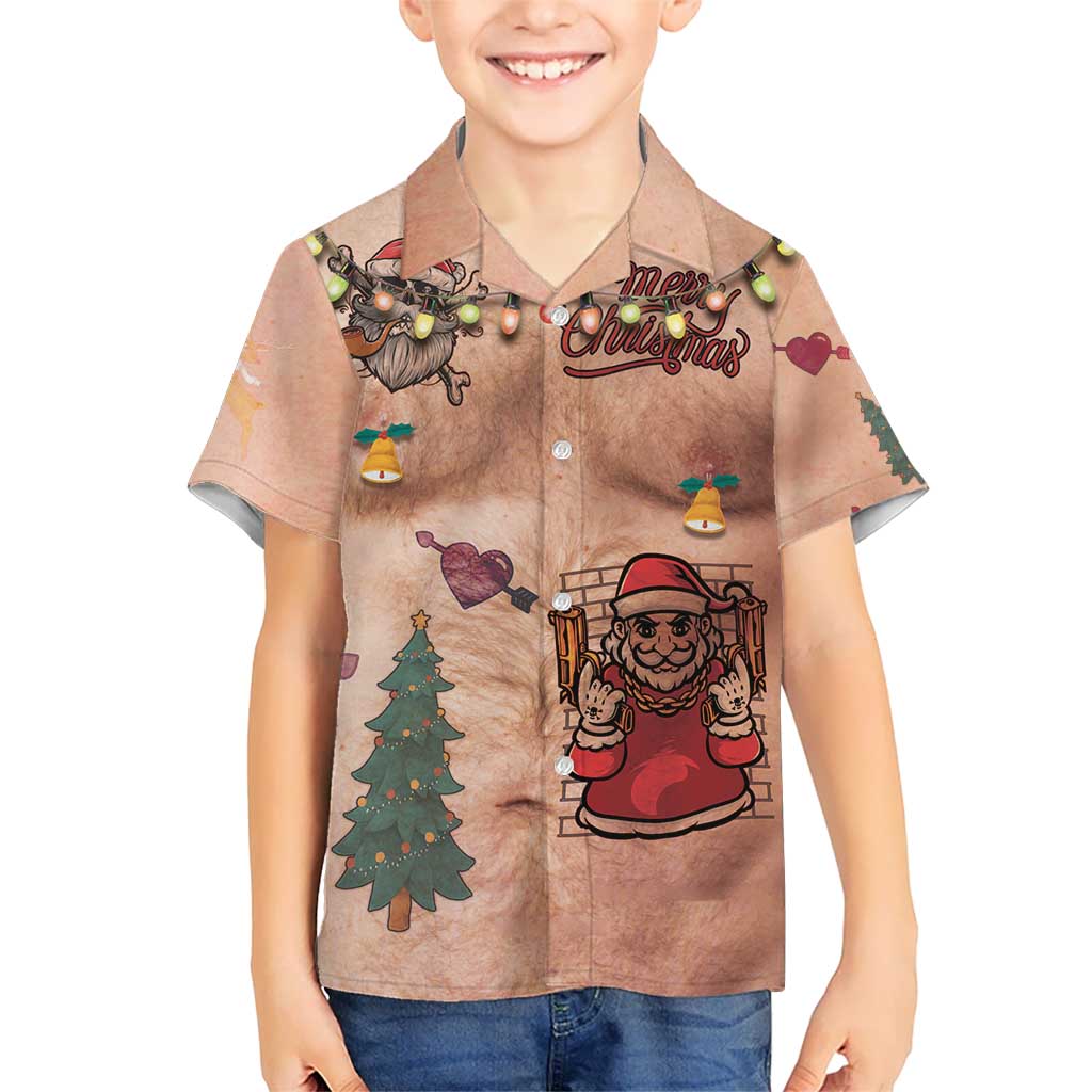 Christmas Costume Hawaiian Shirt Funny Hairy Body Xmas Tattoo - Wonder Print Shop