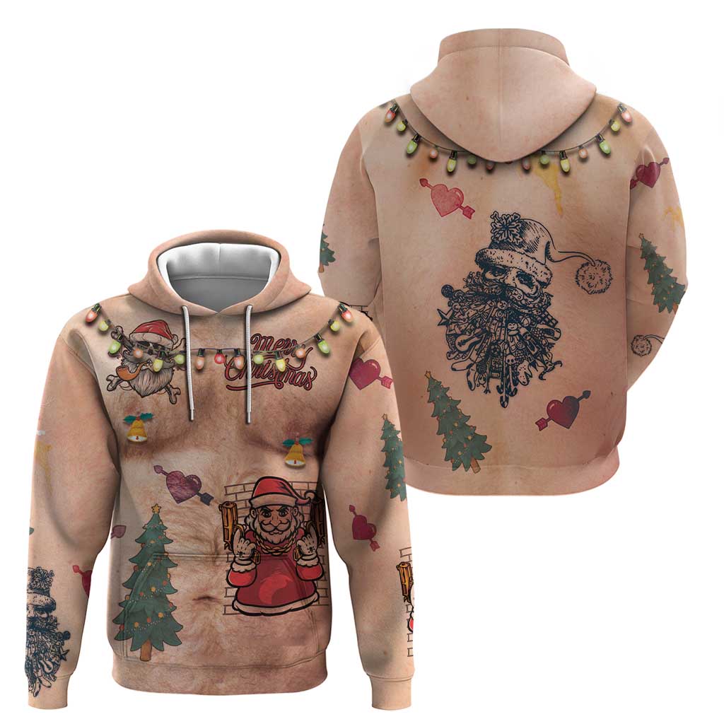 Christmas Costume Hoodie Funny Hairy Body Xmas Tattoo - Wonder Print Shop