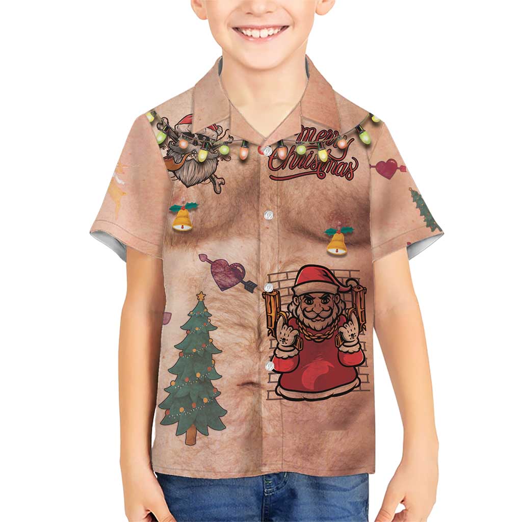 Christmas Costume Kid Hawaiian Shirt Funny Hairy Body Xmas Tattoo - Wonder Print Shop