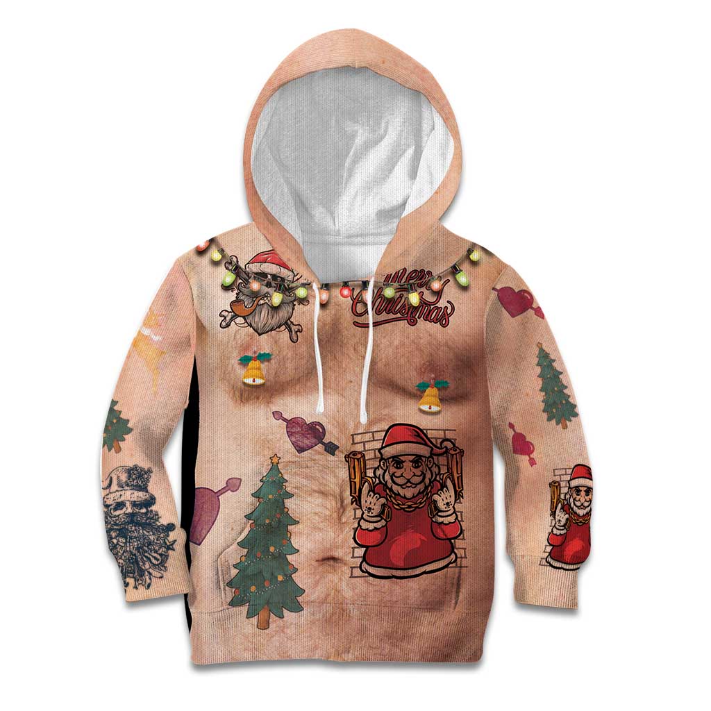 Christmas Costume Kid Hoodie Funny Hairy Body Xmas Tattoo - Wonder Print Shop