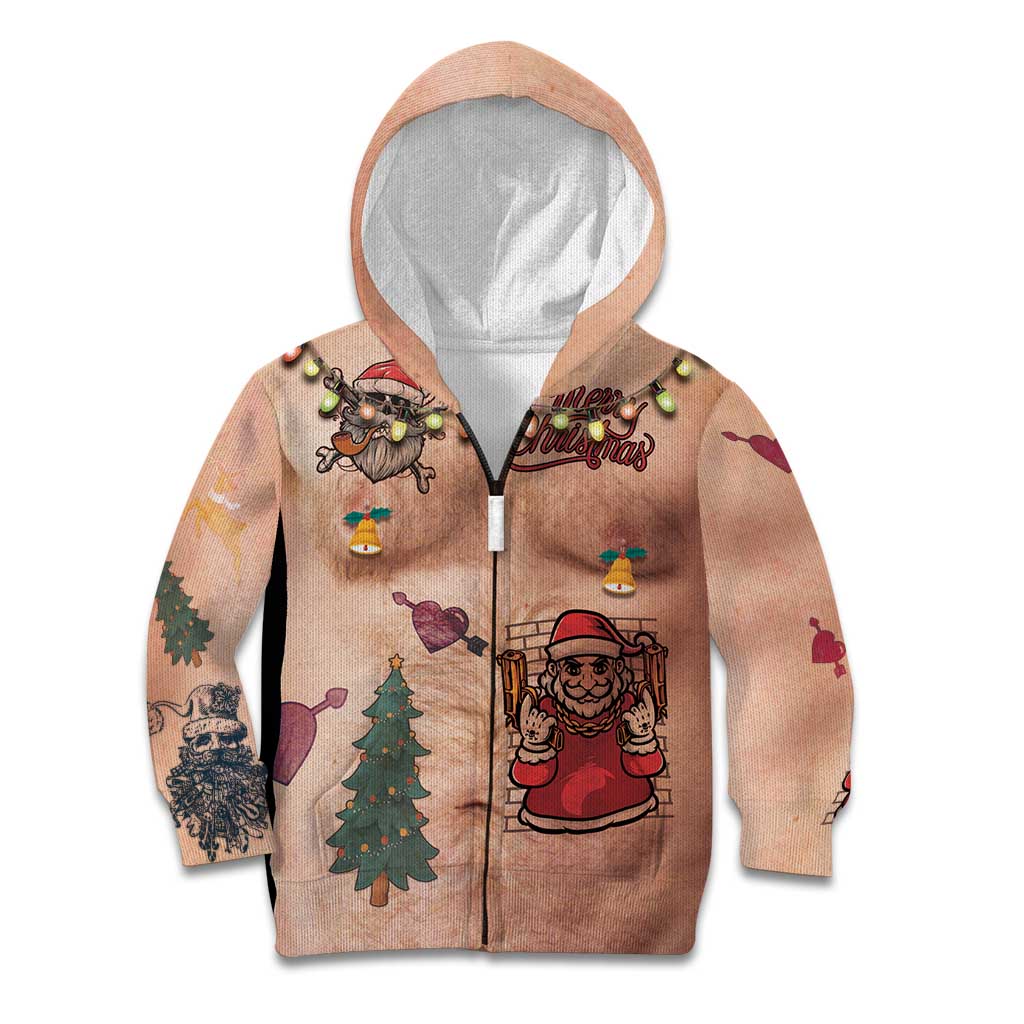 Christmas Costume Kid Hoodie Funny Hairy Body Xmas Tattoo - Wonder Print Shop