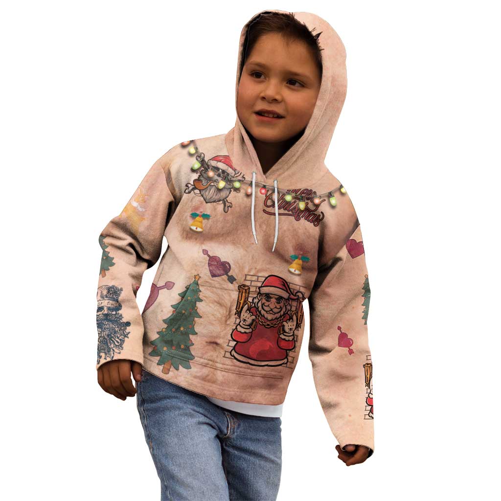 Christmas Costume Kid Hoodie Funny Hairy Body Xmas Tattoo - Wonder Print Shop
