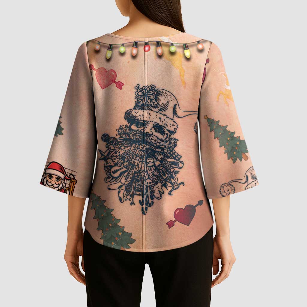 Christmas Costume Kimono Sleeve Blouse Funny Hairy Body Xmas Tattoo - Wonder Print Shop
