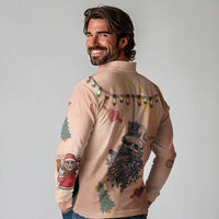 Christmas Costume Long Sleeve Polo Shirt Funny Hairy Body Xmas Tattoo - Wonder Print Shop