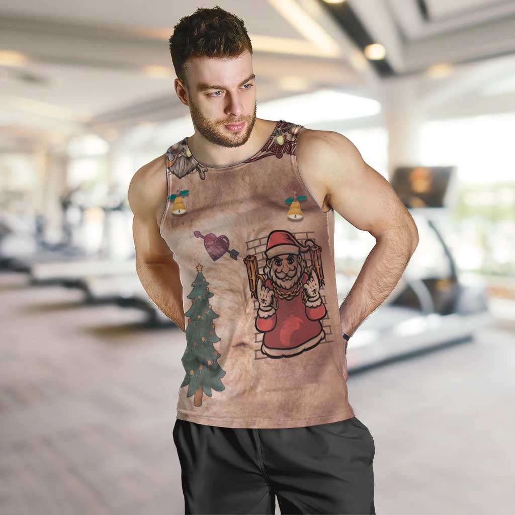 Christmas Costume Men Tank Top Funny Hairy Body Xmas Tattoo - Wonder Print Shop