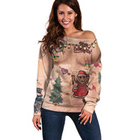 Christmas Costume Off Shoulder Sweater Funny Hairy Body Xmas Tattoo - Wonder Print Shop