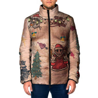 Christmas Costume Padded Jacket Funny Hairy Body Xmas Tattoo - Wonder Print Shop
