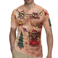 Christmas Costume Rugby Jersey Funny Hairy Body Xmas Tattoo - Wonder Print Shop