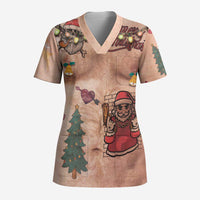 Christmas Costume Scrub Top Funny Hairy Body Xmas Tattoo - Wonder Print Shop