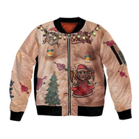 Christmas Costume Sleeve Zip Bomber Jacket Funny Hairy Body Xmas Tattoo - Wonder Print Shop