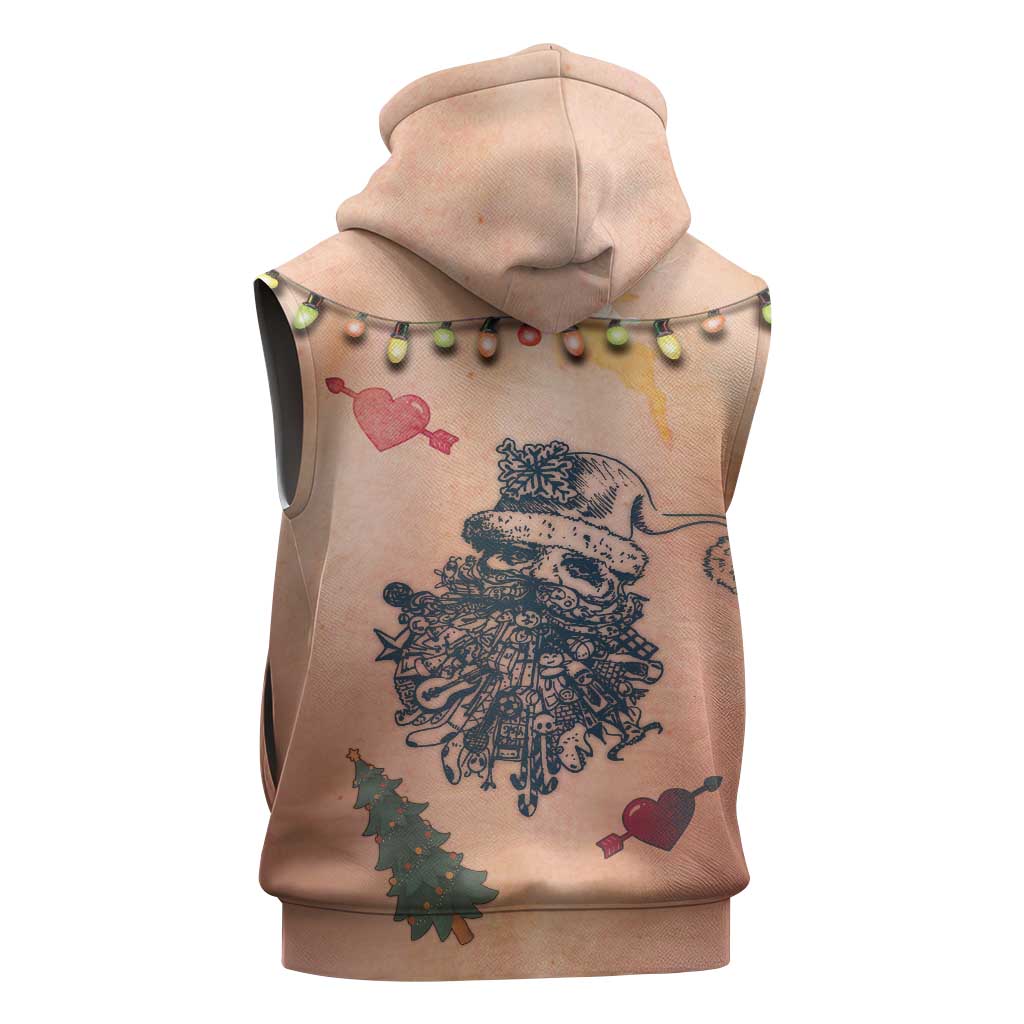 Christmas Costume Sleeveless Hoodie Funny Hairy Body Xmas Tattoo - Wonder Print Shop