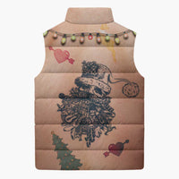 Christmas Costume Sleeveless Puffer Jacket Funny Hairy Body Xmas Tattoo - Wonder Print Shop
