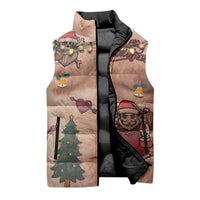 Christmas Costume Sleeveless Puffer Jacket Funny Hairy Body Xmas Tattoo - Wonder Print Shop