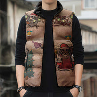 Christmas Costume Sleeveless Puffer Jacket Funny Hairy Body Xmas Tattoo - Wonder Print Shop