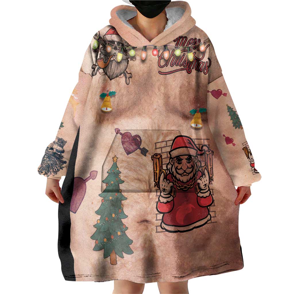Christmas Costume Wearable Blanket Hoodie Funny Hairy Body Xmas Tattoo - Wonder Print Shop