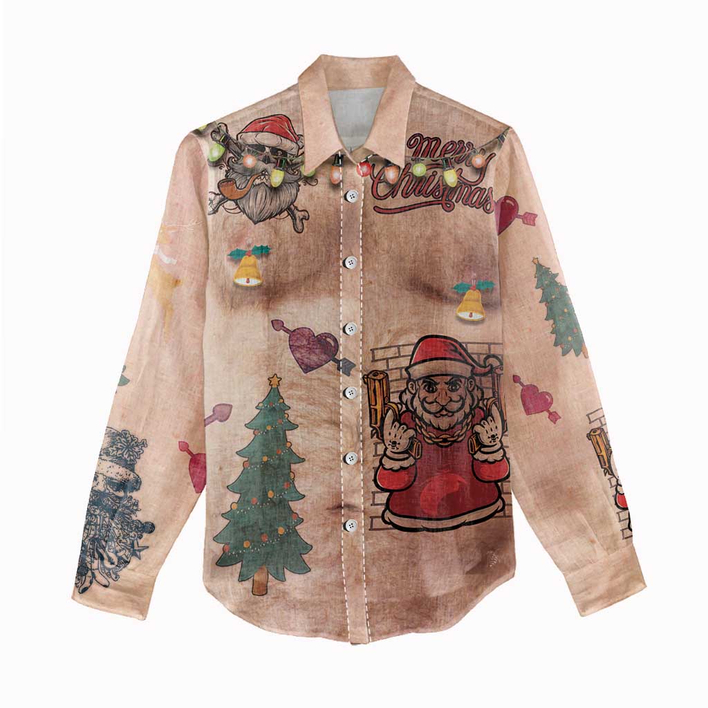 Christmas Costume Women Casual Shirt Funny Hairy Body Xmas Tattoo - Wonder Print Shop