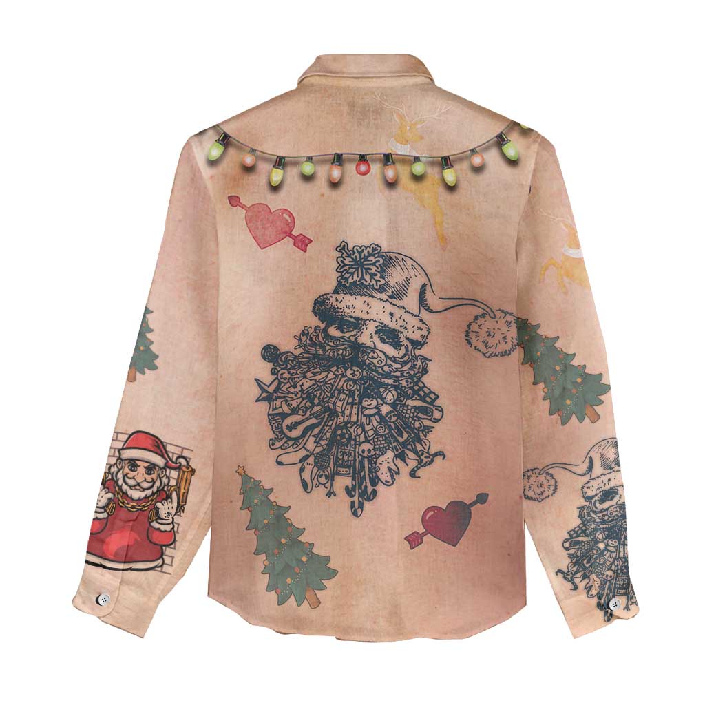 Christmas Costume Women Casual Shirt Funny Hairy Body Xmas Tattoo - Wonder Print Shop