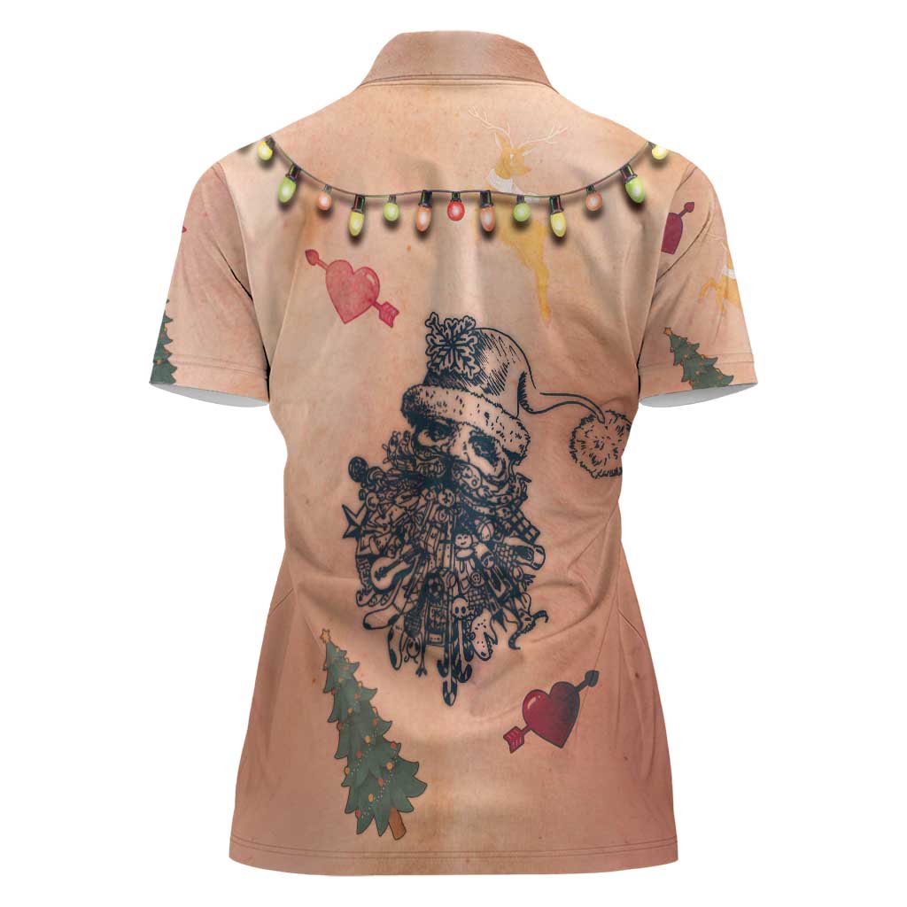 Christmas Costume Women Polo Shirt Funny Hairy Body Xmas Tattoo - Wonder Print Shop
