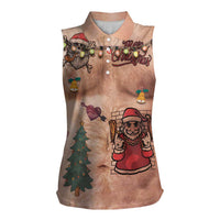 Christmas Costume Women Sleeveless Polo Shirt Funny Hairy Body Xmas Tattoo - Wonder Print Shop