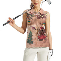 Christmas Costume Women Sleeveless Polo Shirt Funny Hairy Body Xmas Tattoo - Wonder Print Shop