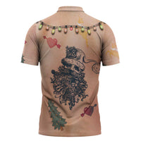 Christmas Costume Zipper Polo Shirt Funny Hairy Body Xmas Tattoo - Wonder Print Shop