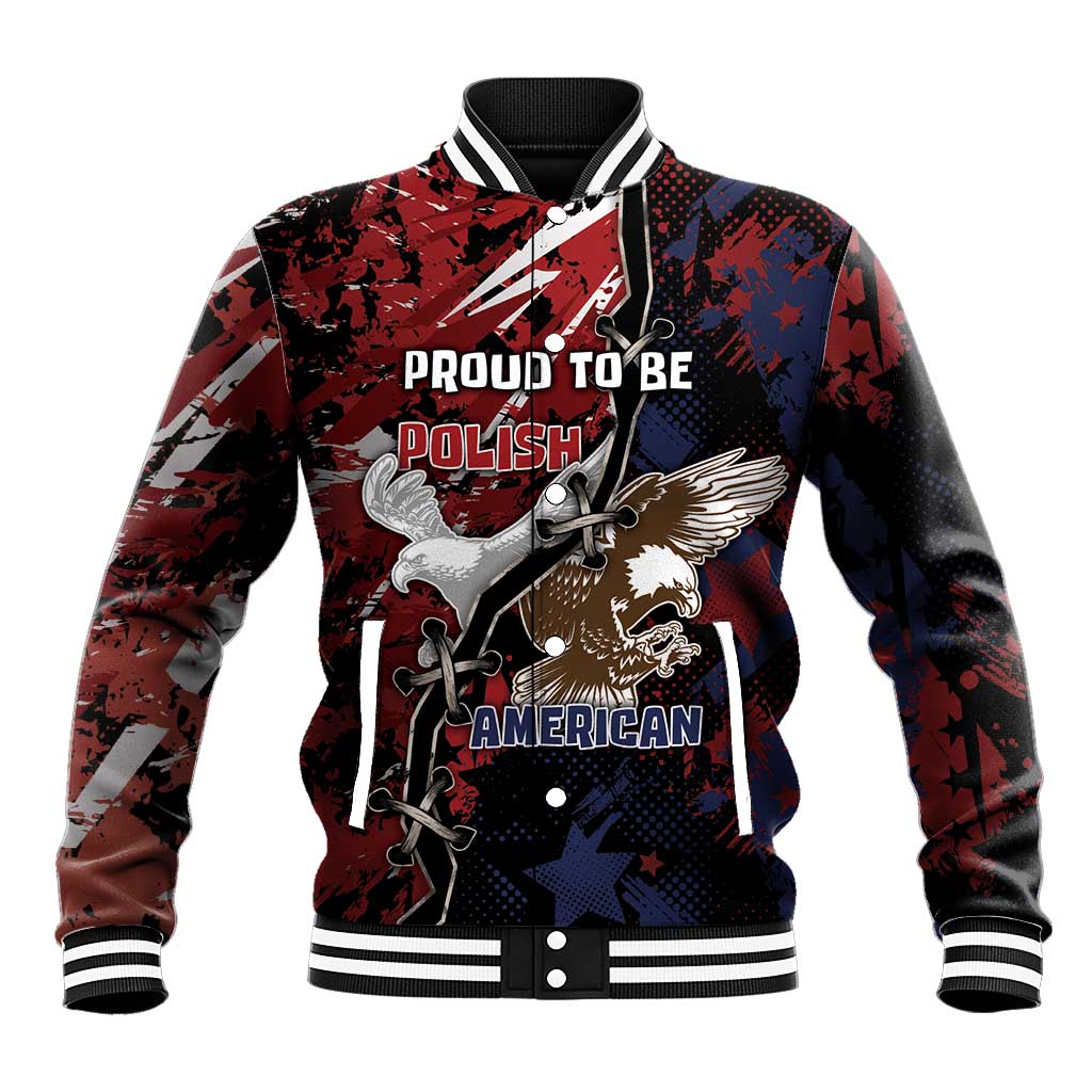 Personalized Polish American Heritage Month Baseball Jacket Eagle With Grunge Style - Wonder Print Shop