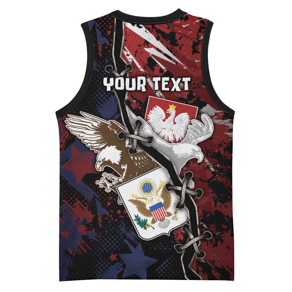 Personalized Polish American Heritage Month Basketball Jersey Eagle With Grunge Style - Wonder Print Shop