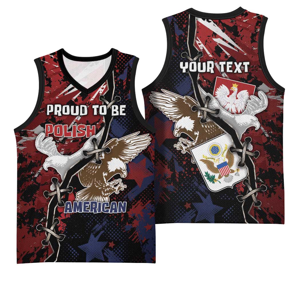 Personalized Polish American Heritage Month Basketball Jersey Eagle With Grunge Style - Wonder Print Shop