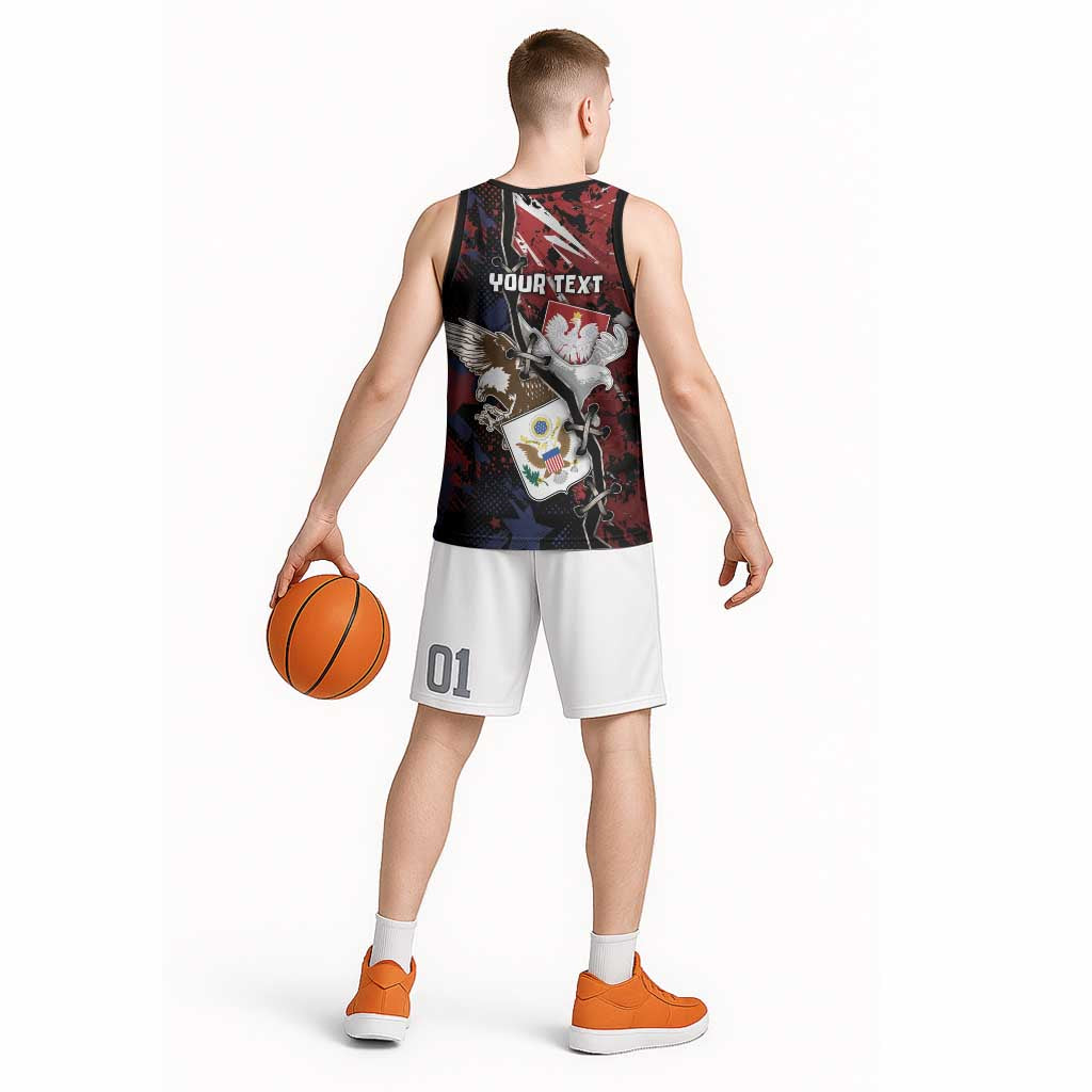 Personalized Polish American Heritage Month Basketball Jersey Eagle With Grunge Style - Wonder Print Shop