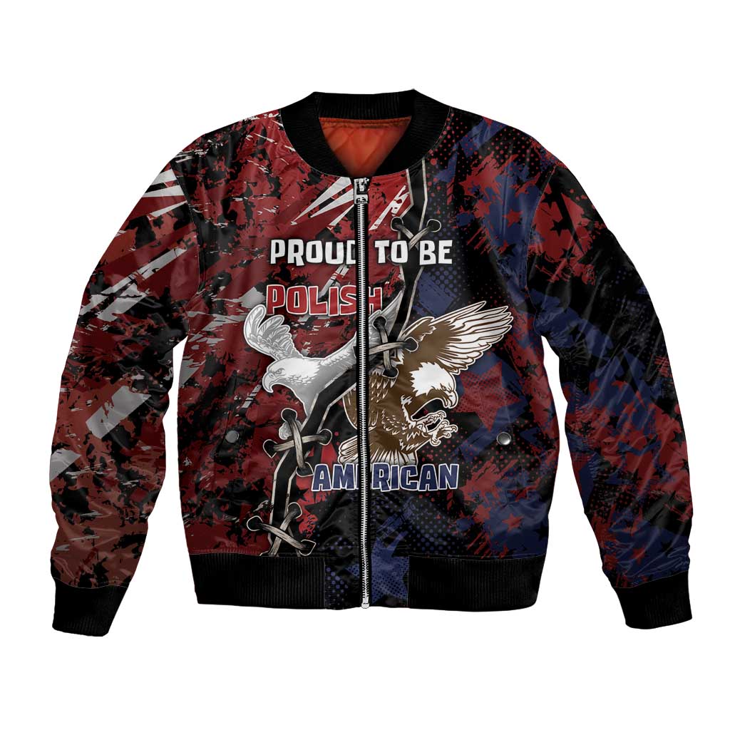 Personalized Polish American Heritage Month Bomber Jacket Eagle With Grunge Style - Wonder Print Shop