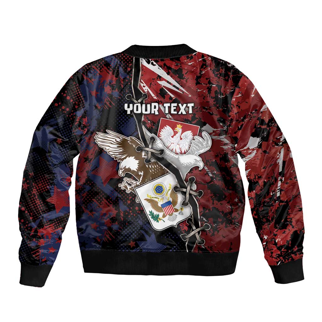 Personalized Polish American Heritage Month Bomber Jacket Eagle With Grunge Style - Wonder Print Shop