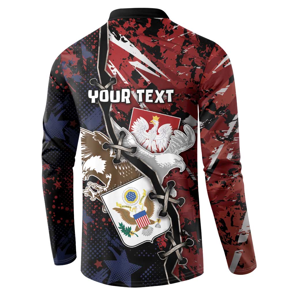Personalized Polish American Heritage Month Button Sweatshirt Eagle With Grunge Style - Wonder Print Shop