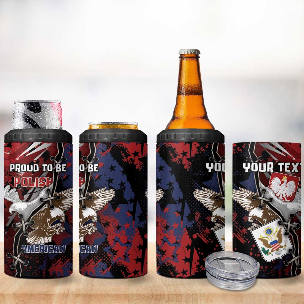Personalized Polish American Heritage Month 4 in 1 Can Cooler Tumbler Eagle With Grunge Style - Wonder Print Shop