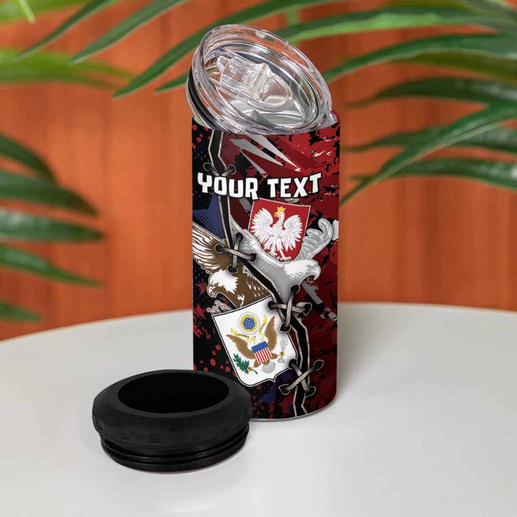 Personalized Polish American Heritage Month 4 in 1 Can Cooler Tumbler Eagle With Grunge Style - Wonder Print Shop
