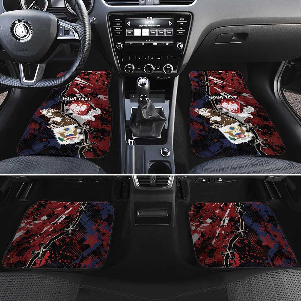 Personalized Polish American Heritage Month Car Mats Eagle With Grunge Style - Wonder Print Shop