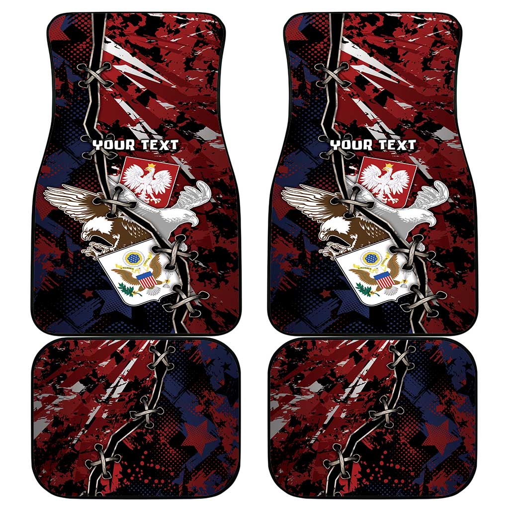 Personalized Polish American Heritage Month Car Mats Eagle With Grunge Style - Wonder Print Shop