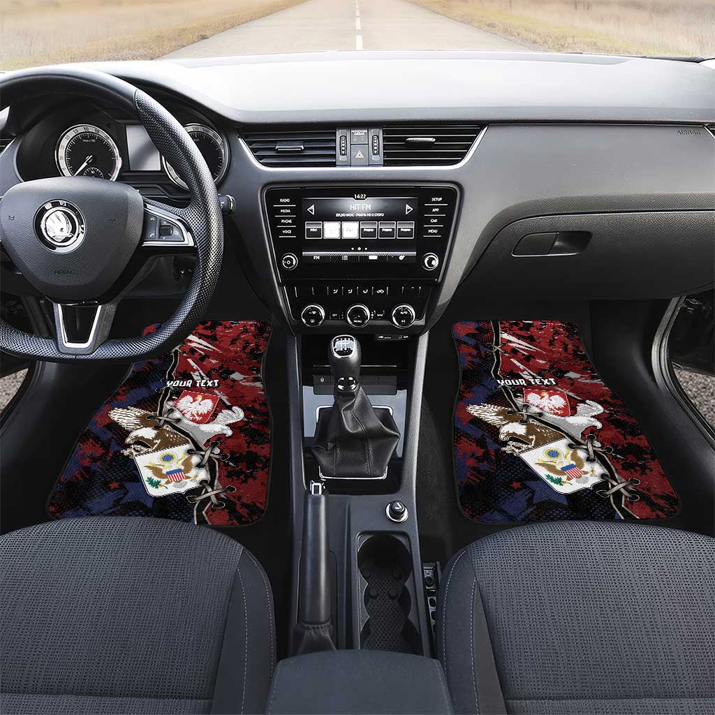 Personalized Polish American Heritage Month Car Mats Eagle With Grunge Style - Wonder Print Shop