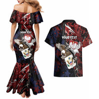 Personalized Polish American Heritage Month Couples Matching Mermaid Dress and Hawaiian Shirt Eagle With Grunge Style - Wonder Print Shop