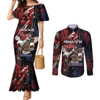 Personalized Polish American Heritage Month Couples Matching Mermaid Dress and Long Sleeve Button Shirt Eagle With Grunge Style - Wonder Print Shop