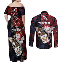 Personalized Polish American Heritage Month Couples Matching Off Shoulder Maxi Dress and Long Sleeve Button Shirt Eagle With Grunge Style - Wonder Print Shop